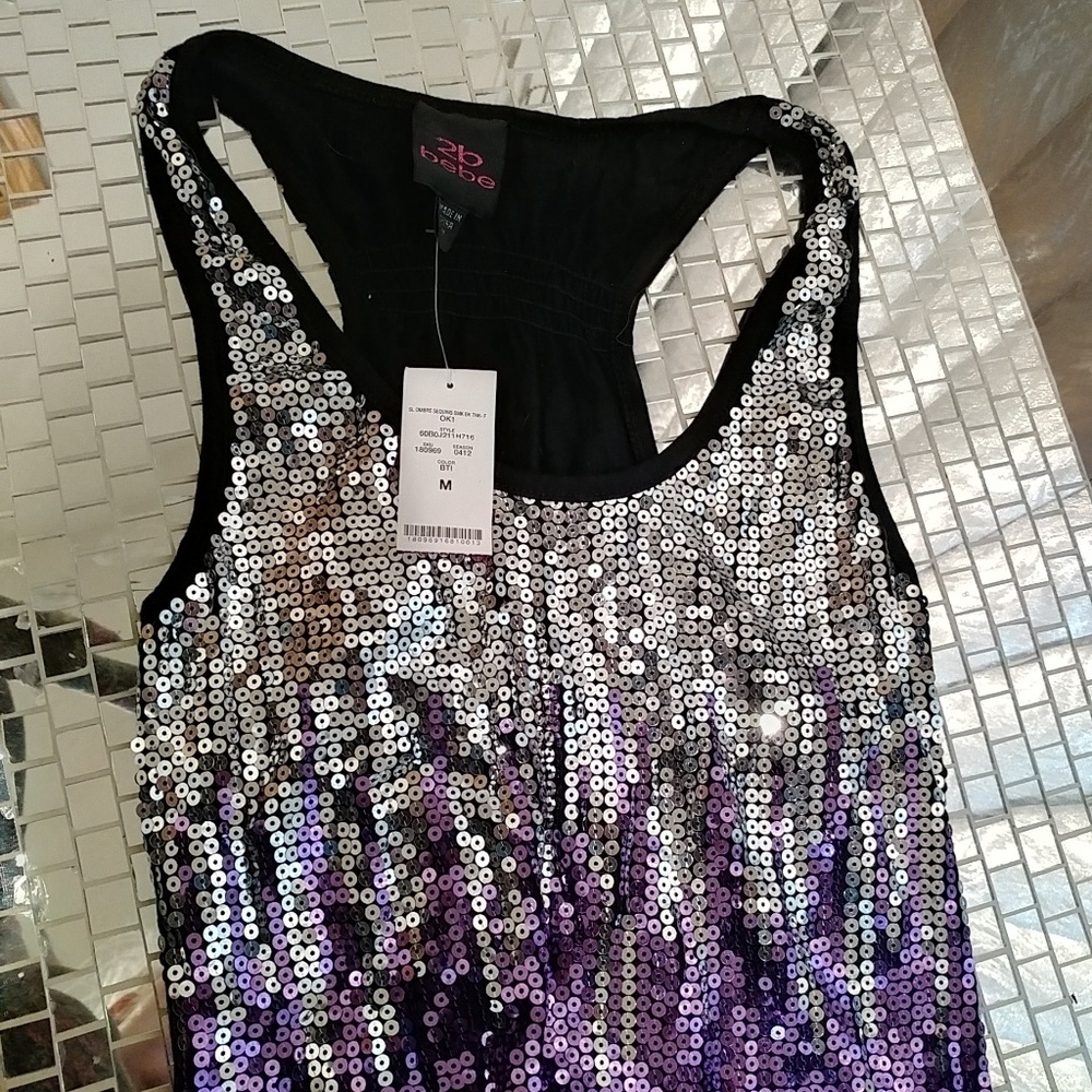 Selling 2Bebe by Bebe medium Purple Silver shirt M